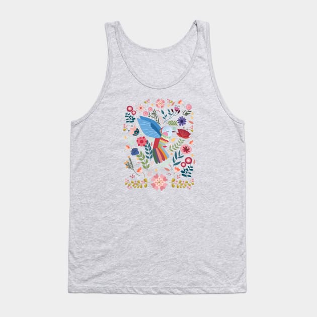 Folk Art Hummingbird Tank Top by LittleBunnySunshine